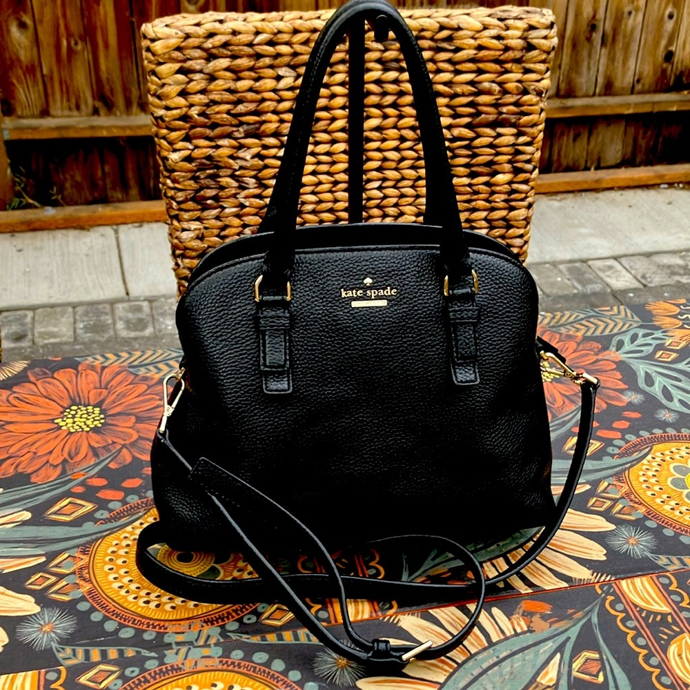 Kate Spade Cameron Street Lottie Black Pebbled Leather Tote Bag